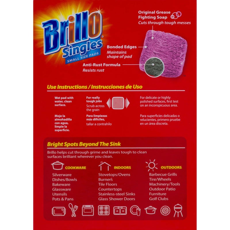 Brillo Single Use Steel Wool Soap Pads, Smaller Size Original Red Scent, 15 Count Pack of 1 - Image 4